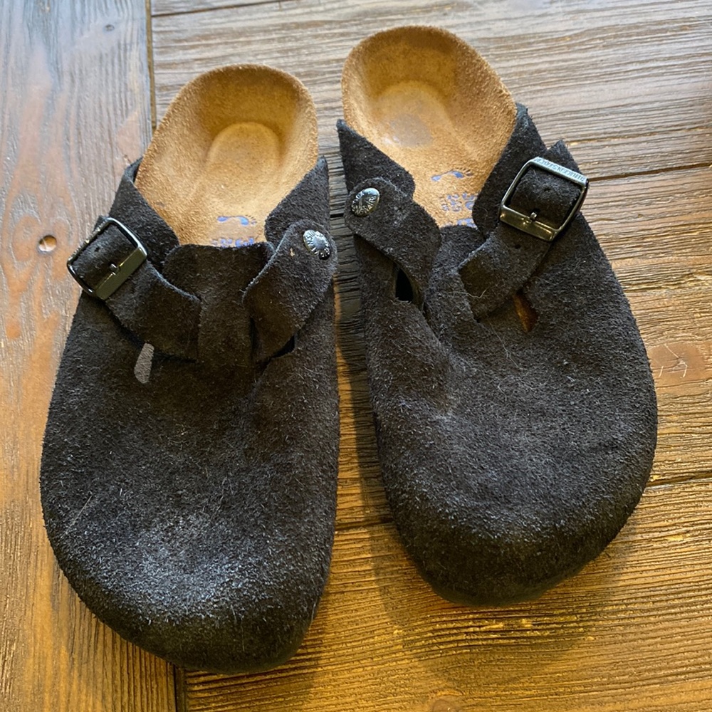 Birkenstock Soft Footbed Black Suede Boston